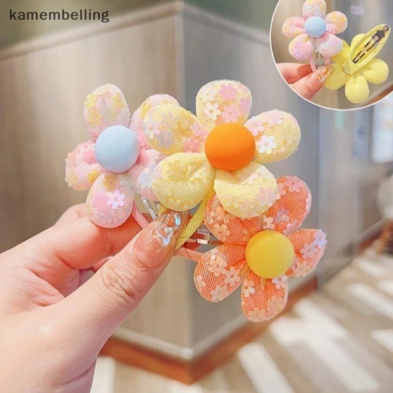 Set 2 Kẹp Tóc Hình Hoa Vải Dễ Thương Cho Bé Gái