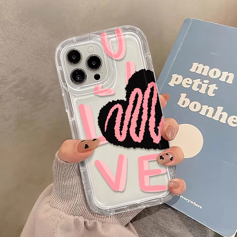 Ốp Điện Thoại Silicon TPU Mềm Trong Suốt Chống Sốc In Họa Tiết Trái Tim Cho IPhone 14 13 11 12 Pro XS Max X XR 7 + 8 Plus