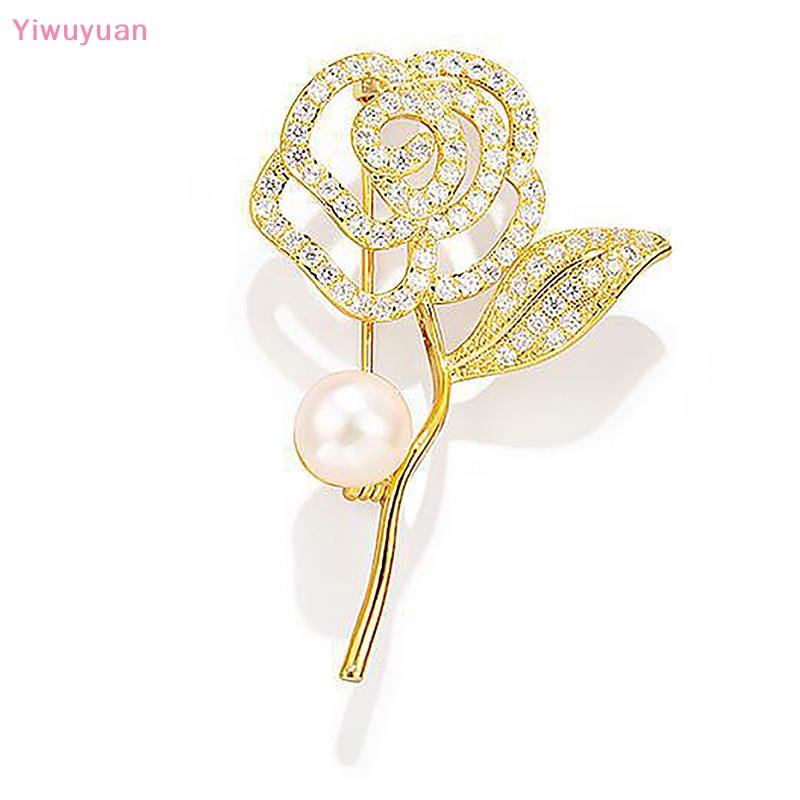 < Yiwuyuan > Ghim Cài Áo Hình Hoa Trà Đính Kim Cương Giả Thanh Lịch Chống Thất Lạc Thời Trang Niche