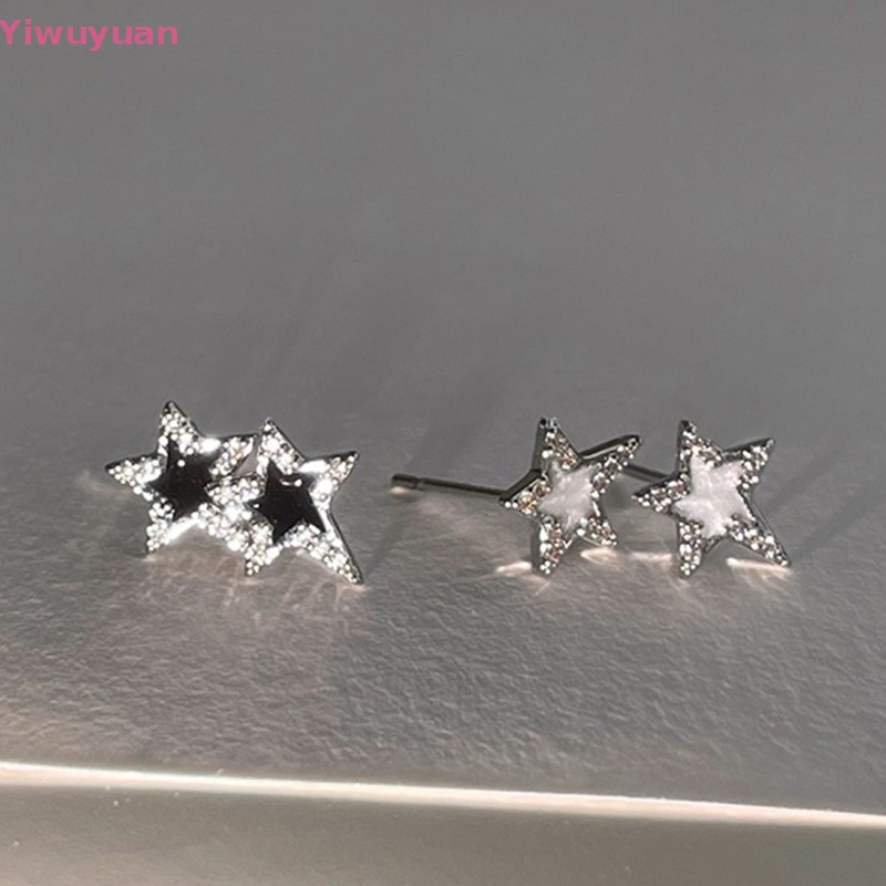 < Yiwuyuan > Khuyên Tai Đinh Tán Đính Đá Zircon Ngôi Sao Năm Cánh Phong Cách Punk Gothic Thời Trang Mới Dành Cho Nữ
