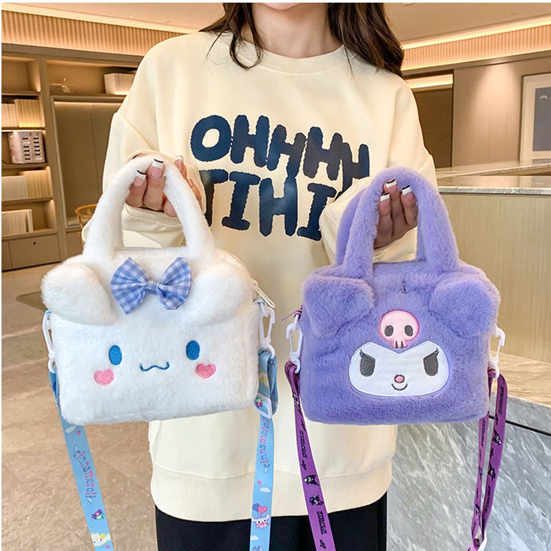 SANRIO Túi Xách Đeo Vai Hình Búp Bê Nhồi Bông Kuromi Melody Cinnamoroll Đáng Yêu Dành Cho Nữ