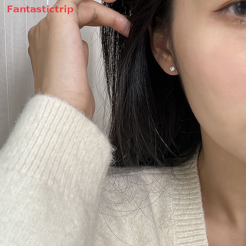 1 Đôi Khuyên Tai 3 / 4 / 5mm Bằng Thép Không Gỉ Đính Đá Zircon Thời Trang Dành Cho Nữ