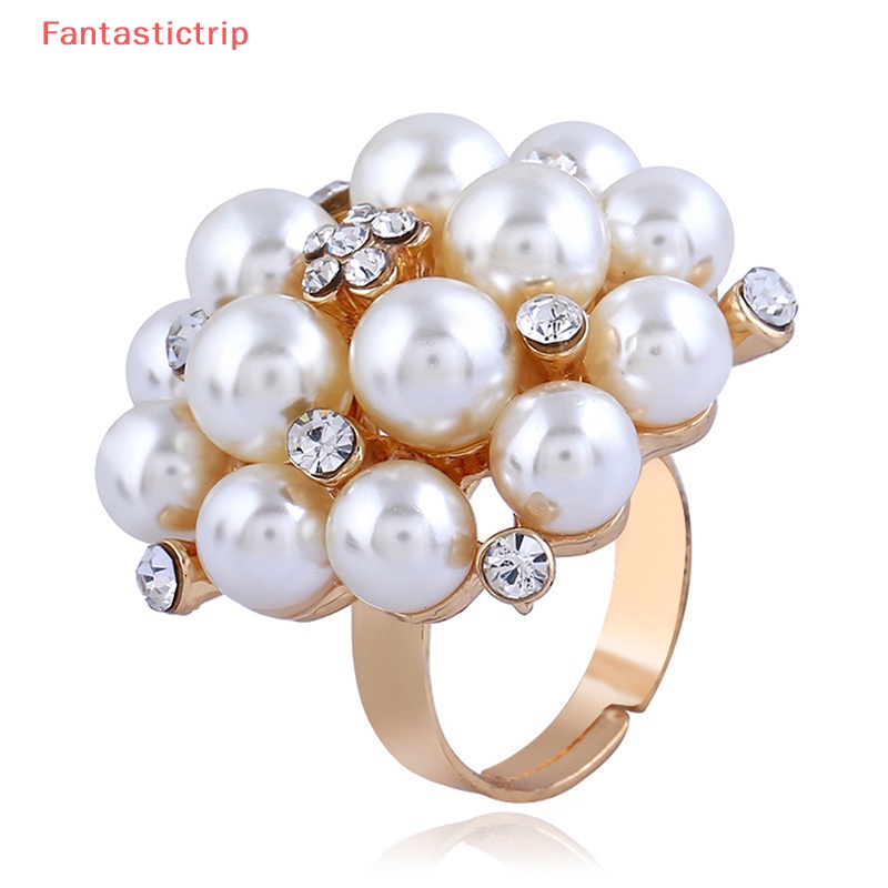 Nhẫn Đính Hôn Zircon Hình Hoa Đính Ngọc Trai Trắng Thanh Lịch Cho Nữ Kiểu Hàn Quốc Mới