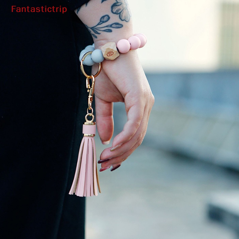 [Fantastictrip] Móc Chìa Khóa / Vòng Tay Chuỗi Hạt Silicon Tua Rua Mới