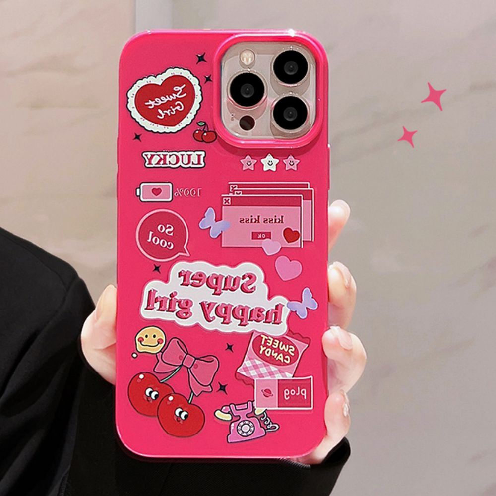 Ốp Điện Thoại TPU Mềm Siêu Mỏng Hình Cô Gái Màu Hồng Cho IPhone 14 Pro Max 13 12 11 Pro Max XS XR 7 8 Plus