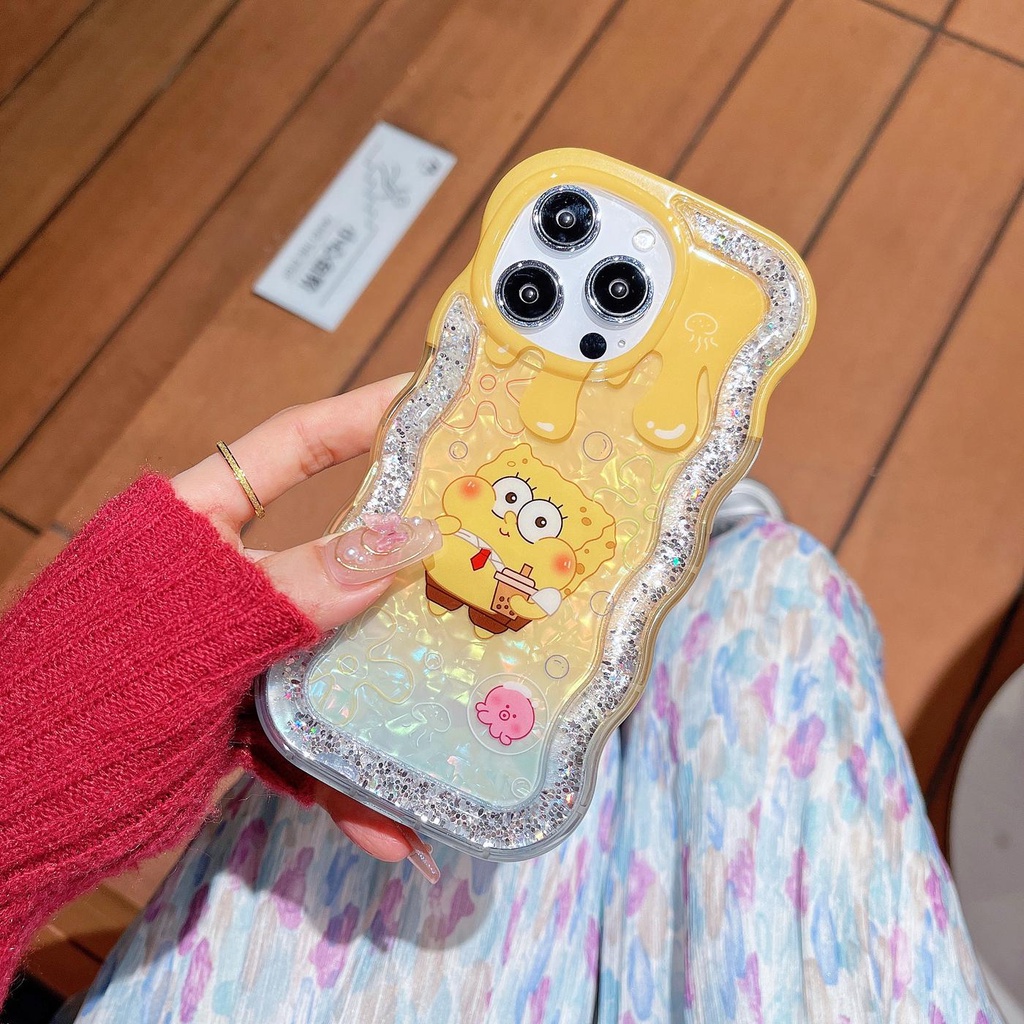 Ốp Điện Thoại TPU Dẻo Dạng Cát Chảy Họa Tiết Hoạt Hình Spongebob Patrick Star Cho iPhone 12 13 14 Pro Max