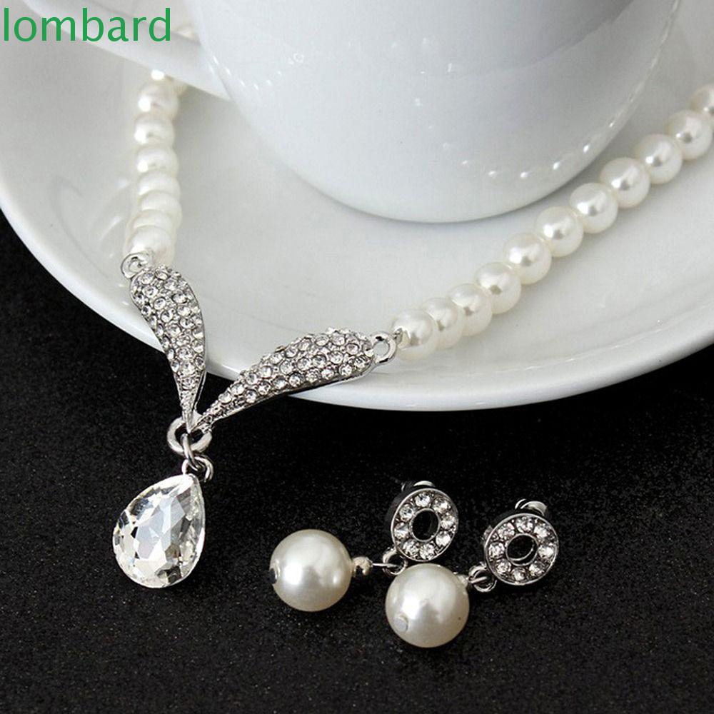 Bộ Trang Sức Cô Dâu Đính Đá Sang Trọng|Khuyên Tai Hợp Kim Dáng Dài Thời Trang Cho Nữ