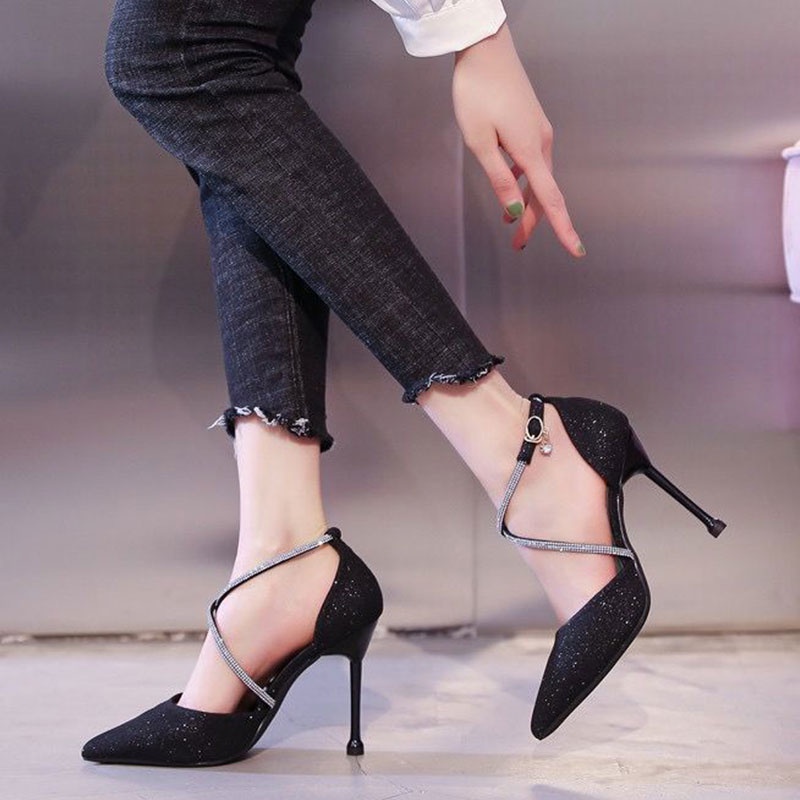 Giày Cao Gót Cô Dâu Đính Kim Sa Lấp Lánh Quyến Rũ