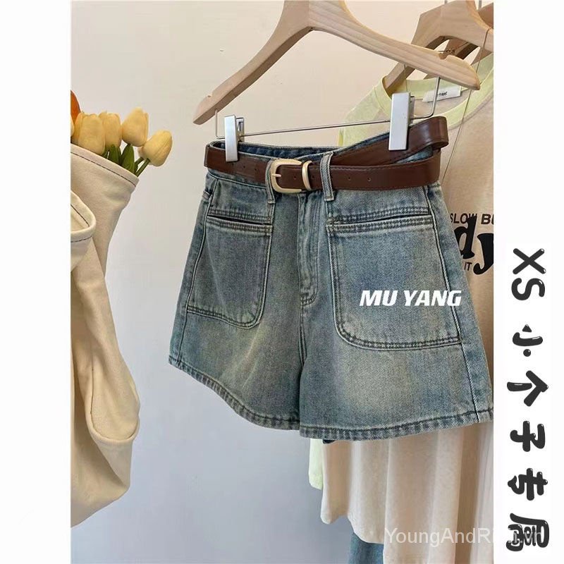Quần Short Denim Chữ a Lưng Cao Phong Cách Retro Mùa Hè Mới Cho Nữ