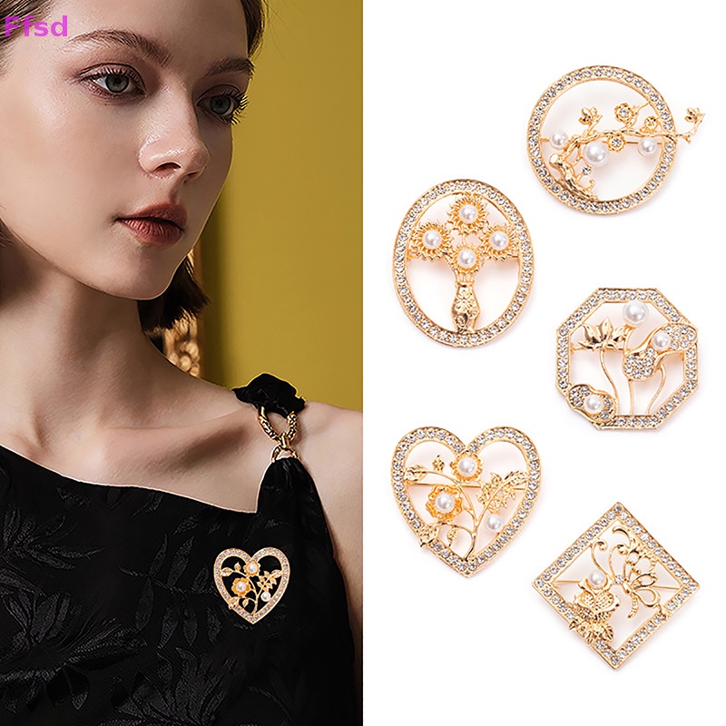 {Ffsd} Ghim Cài Khăn Choàng / Khăn Quàng Cổ Hình Hoa Đính Ngọc Trai Thời Trang Vintage Dành Cho Nữ