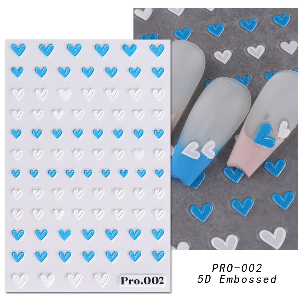 Miếng Dán Trang Trí Móng Tay Bằng Acrylic Dập Nổi Họa Tiết Trái Tim Ba Chiều