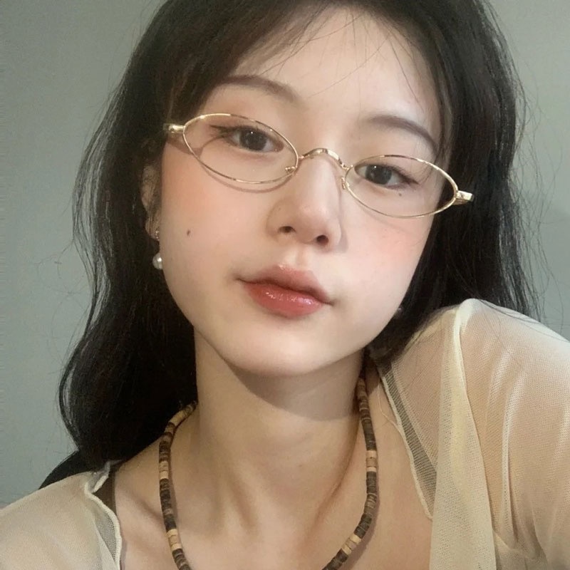 Mắt Kính Gọng Oval Kim Loại Phong Cách Retro Thời Trang Cho Nữ