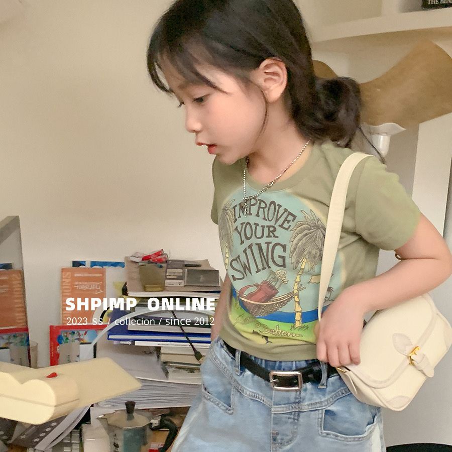 Áo Thun 100% Cotton Tay Ngắn Dáng Ôm In Hình Cây Dừa Phong Cách Hàn Quốc Thời Trang Mùa Hè 2023 Cho Nữ