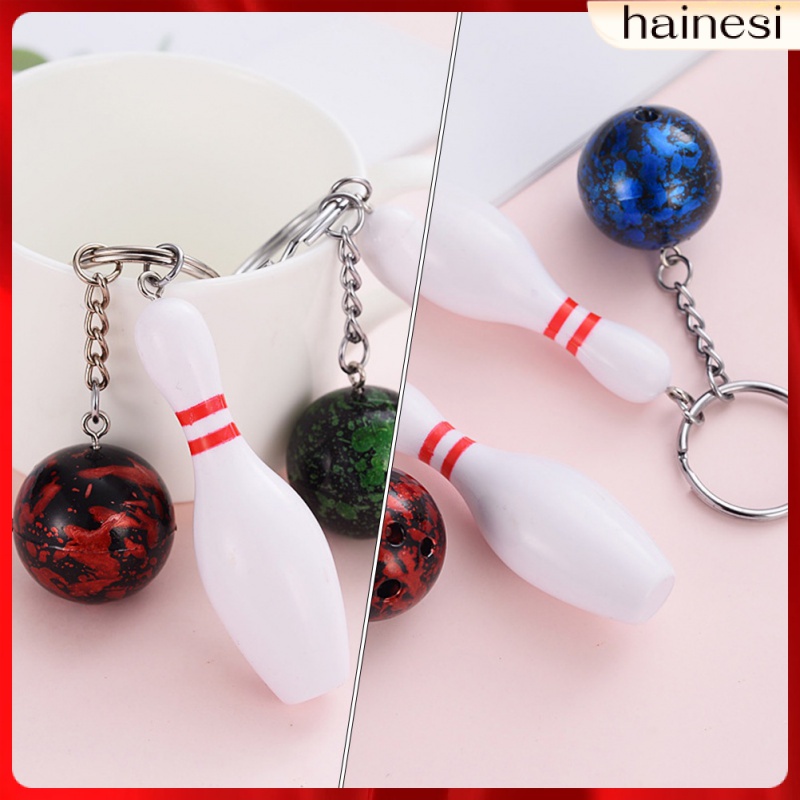 Set 4 Móc Khóa Kim Loại Hình Bowling Dễ Thương