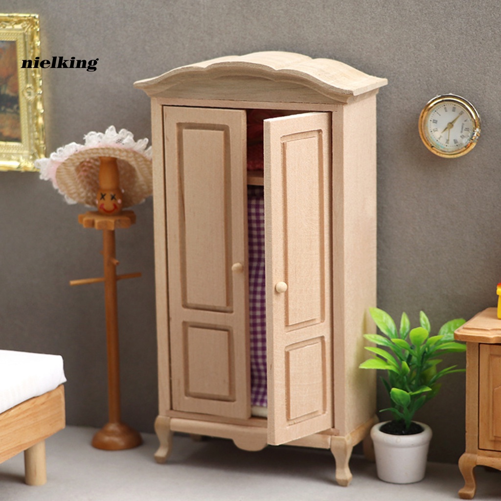 Tủ Quần Áo Bằng Gỗ Tỉ Lệ 1 / 12 Trang Trí Nhà Búp Bê