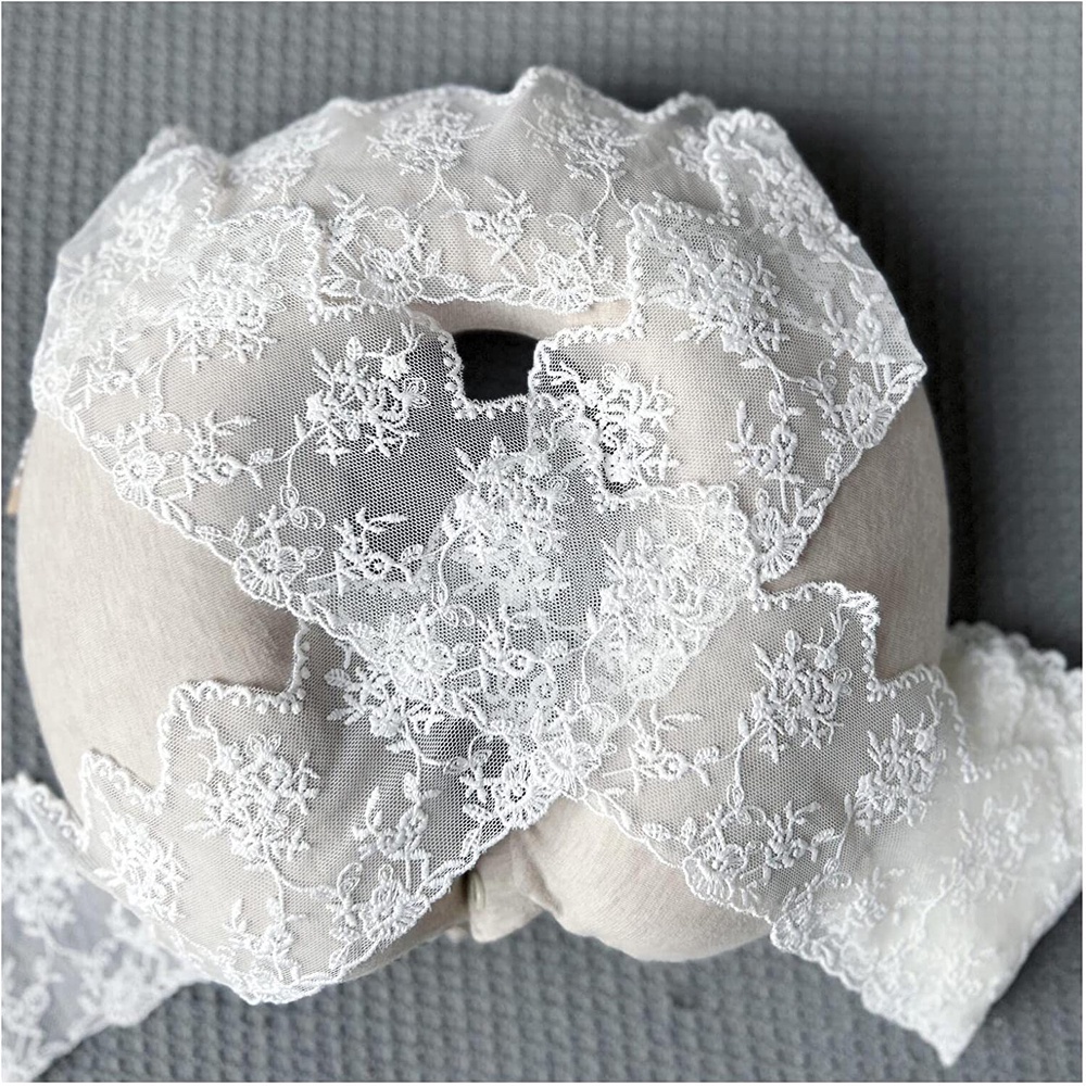 2 Yards Vải Ren Thêu Hoa Thủ Công Dành Cho Trang Trí Đám Cưới / Trang Trí Đám Cưới Rộng 10.5Cm