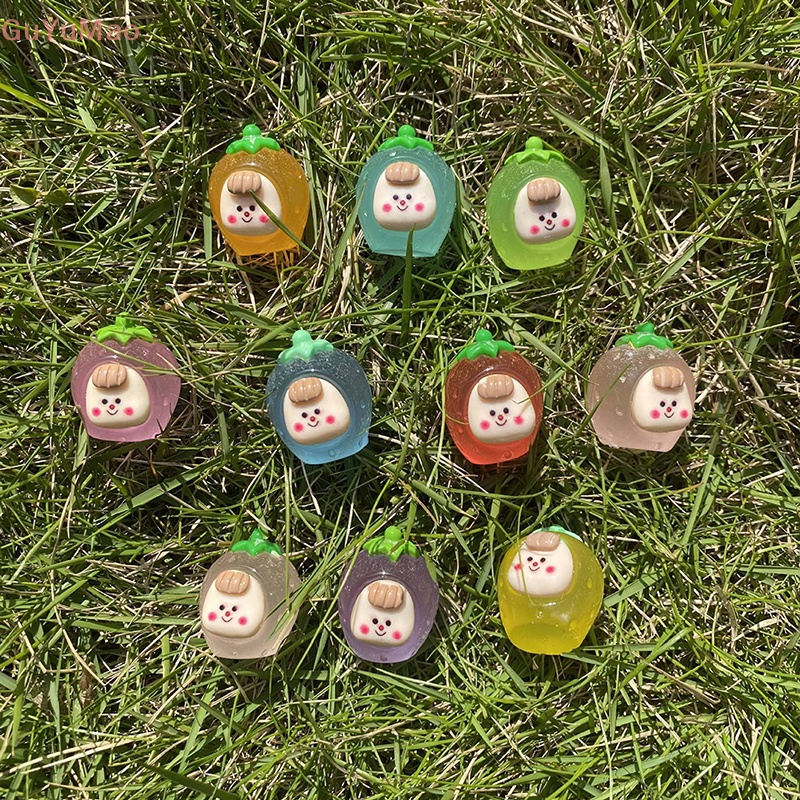 Bộ 2 Đồ trang trí Trái Dâu Hoạt Hình Phát Sáng Dùng Trang Trí Tiểu Cảnh / Nhà Búp Bê