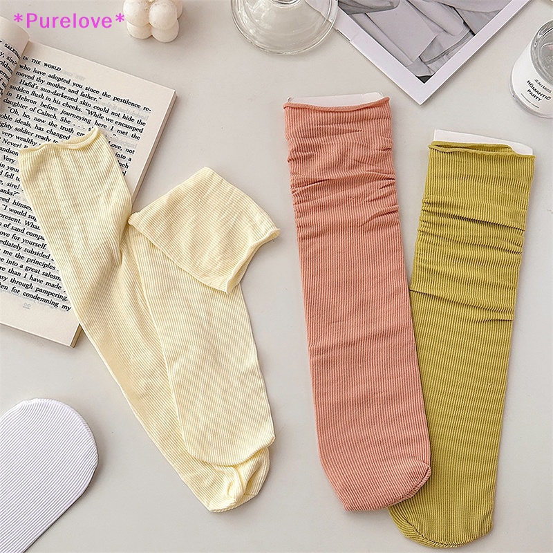 1 Đôi Vớ Nylon Mỏng Thoáng Khí Màu Trơn Thời Trang Mùa Hè Dành Cho Nữ Mới