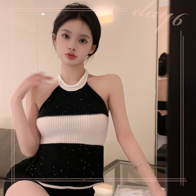 Áo Croptop Dệt Kim Sát Nách Thời Trang Mùa Hè Hàn Quốc Cho Nữ