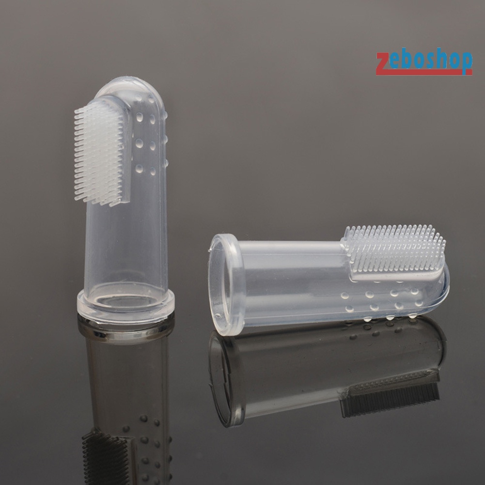 Bộ 2 Bàn Chải Silicone Đeo Ngón Tay Chăm Sóc Răng Miệng Cho Thú Cưng