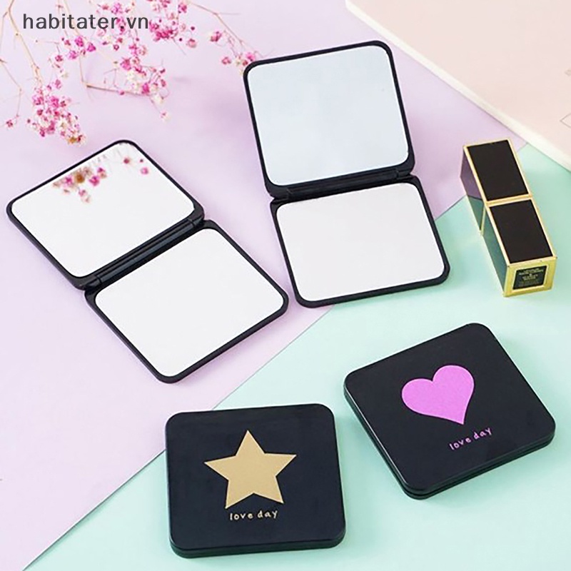 Gương Trang Điểm Mini Hình Vuông Gấp Gọn Tiện Dụng