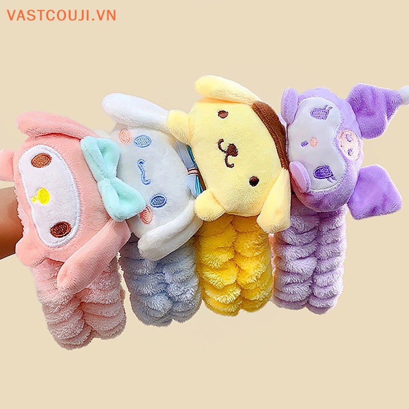 Dây Cột Tóc Rửa Mặt Trang Điểm In Hình Cinnamoroll My Melody Kuromi Plushie Dễ Thương