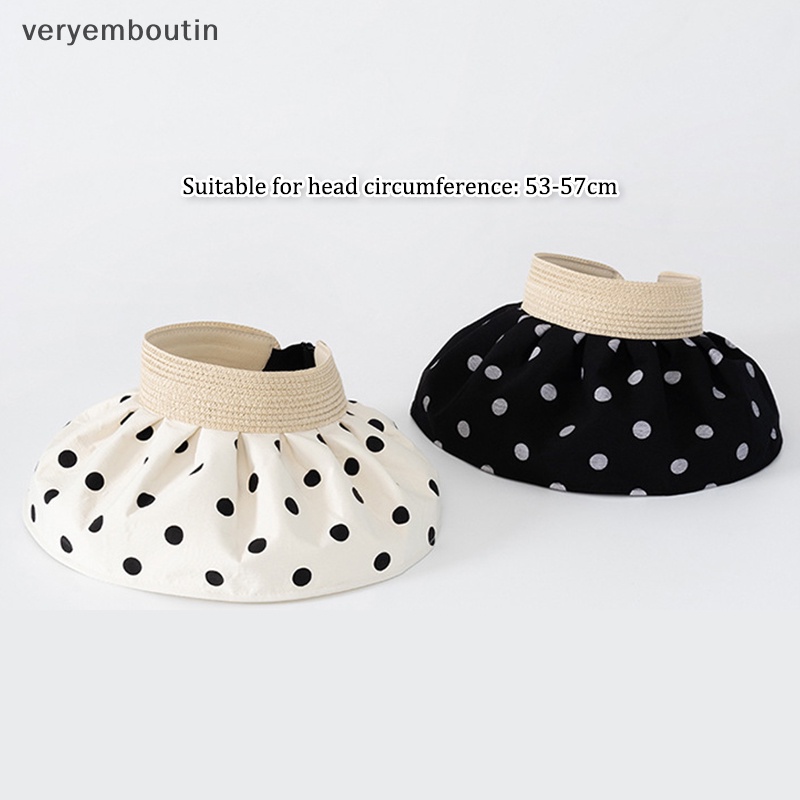 Nón Rộng Vành Chống Nắng / Tia UV Họa Tiết Chấm Bi Có Thể Gập Lại Dành Cho Nữ
