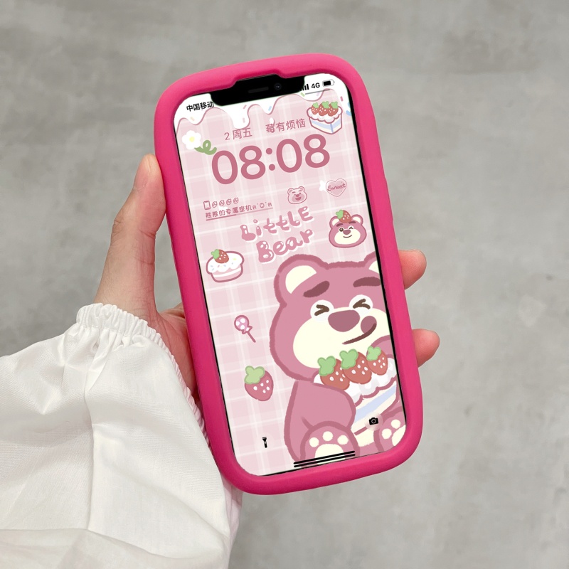 Ốp Điện Thoại Silicon Dày Mềm Hình Gấu Hồng Hoạt Hình Cho iPhone 14 13 12 11 Pro Max 14 Plus