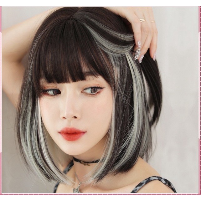 🌿Tặng Lưới🌿 Tóc giả cả đầu line xám khói thời trang - TG5