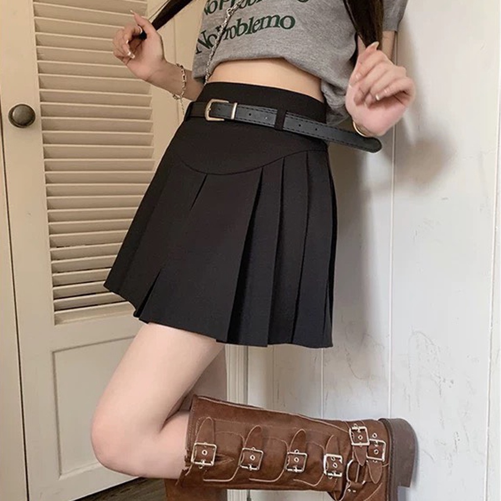 Chân váy xếp ly Junest váy chữ A eo cao thon gọn CVXL01