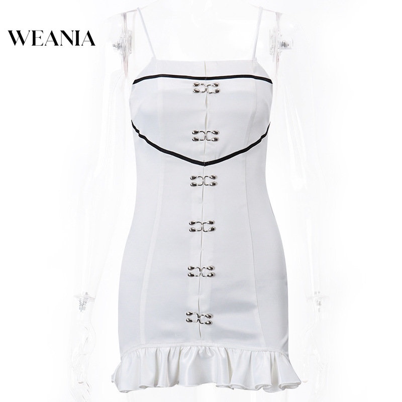 Weania Đầm Hai Dây Khóa Kéo Peplum Gợi Cảm Cho Nữ