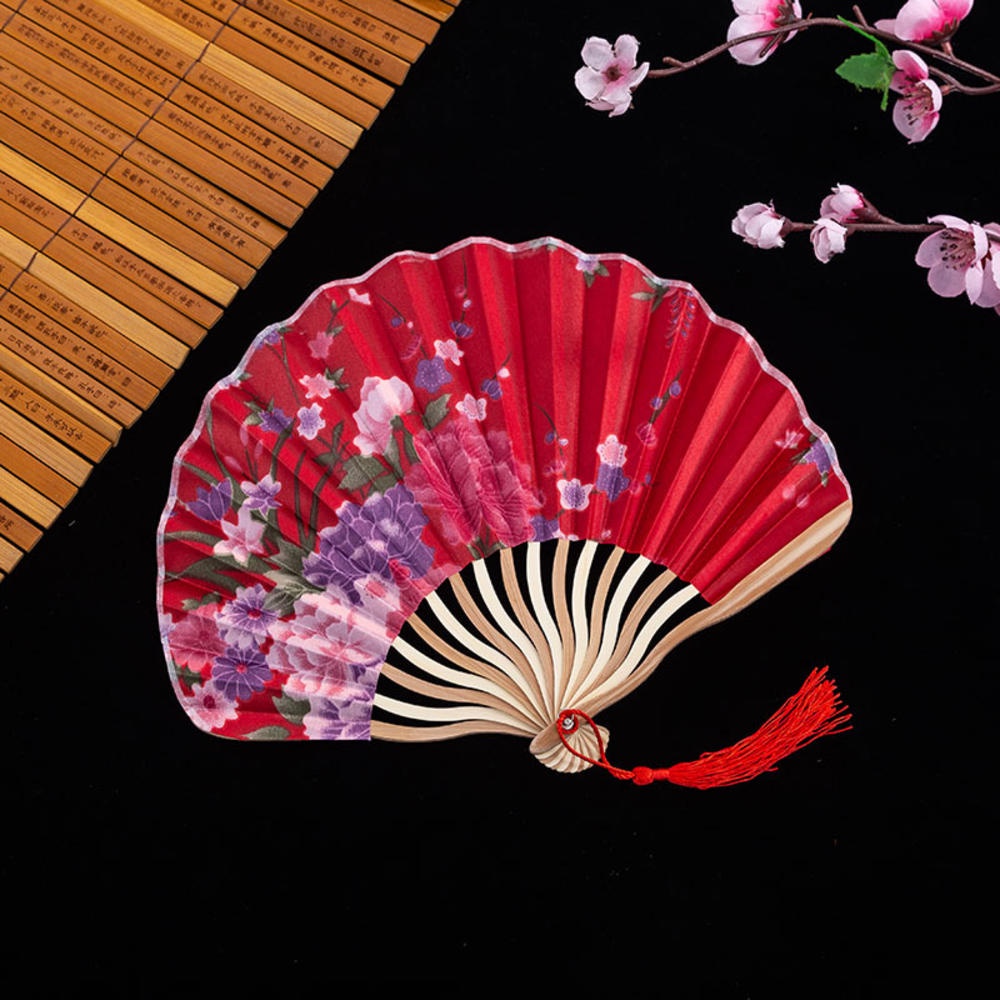 Quạt Xếp Cầm Tay Bằng Tre Và Lụa Phong Cách Trung Hoa