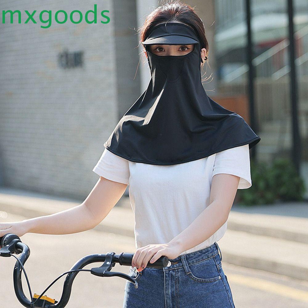 Khẩu Trang Lụa Lạnh Mỏng Che Phủ Mặt Và Cổ Chống Nắng Màu Trơn Có Thể Điều Chỉnh Kích Cỡ Cho Nữ MXGOODS