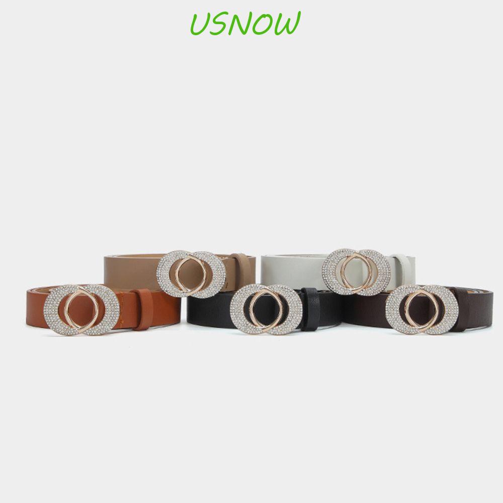 Thắt Lưng Da PU Khóa Tròn Đôi Màu Trơn Đơn Giản Độc Đáo Thời Trang Cho Nữ|Thắt Lưng Khóa Cài Thiết Kế Giản Dị Thời Trang