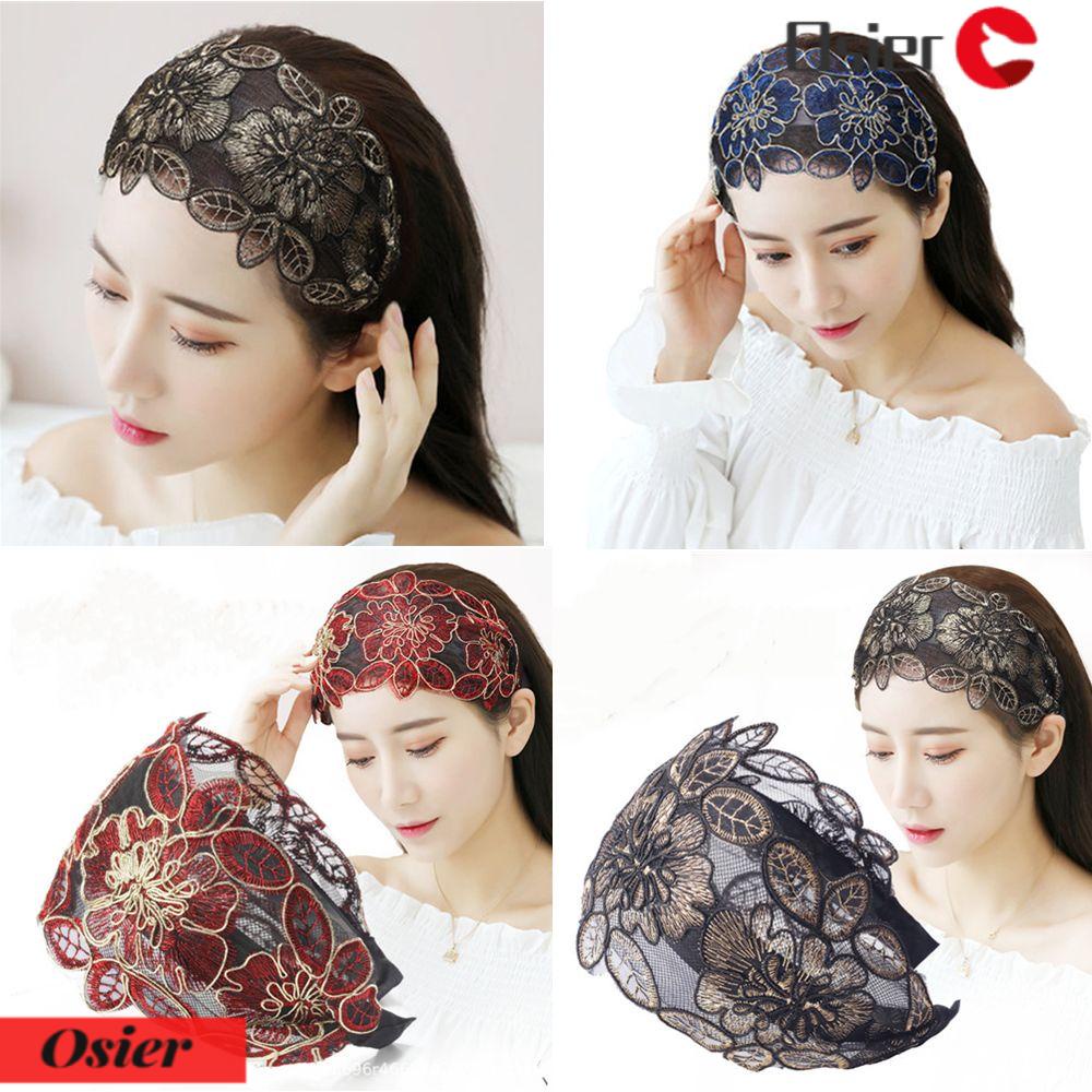 1 Băng Đô Cài Tóc Phối Ren Thêu Hoa Phong Cách Cổ Điển Thời Trang