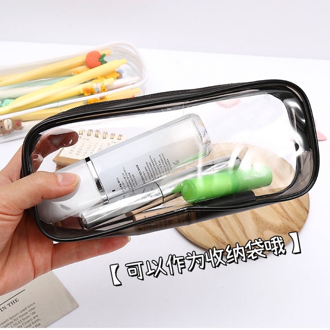Hộp Bút Trong Suốt, Túi Đựng Bút Trong Suốt, Chống Nước PVC Tặng Kèm Sticker