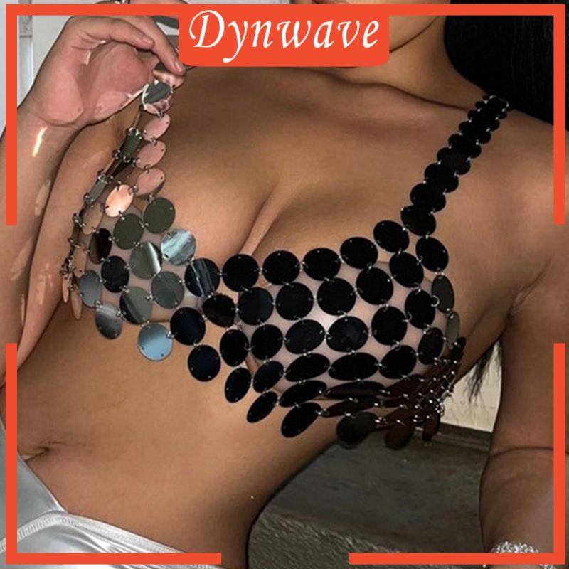 [Dynwave] Áo Crop Top Dây Đính Kim Sa Hóa Trang Bộ Lạc Múa Bụng Cho Nữ Dịp Halloween
