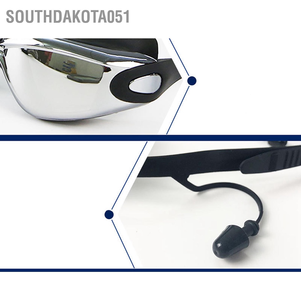 Southdakota051 Kính bơi Antifog Chống nước Clear Wide View Swim Goggles Soft Silicone Earplugs for Men Women
