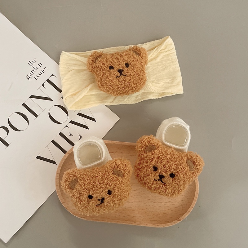 Set 2 Đôi Tất Cotton Mềm Mại Hình Gấu Đáng Yêu Cho Bé