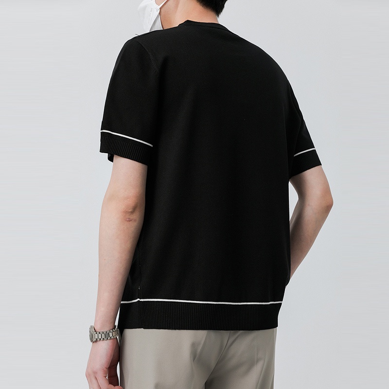 INCERUN Áo Thun Dệt Kim Ngắn Tay Màu Trơn Thời Trang Trẻ Trung