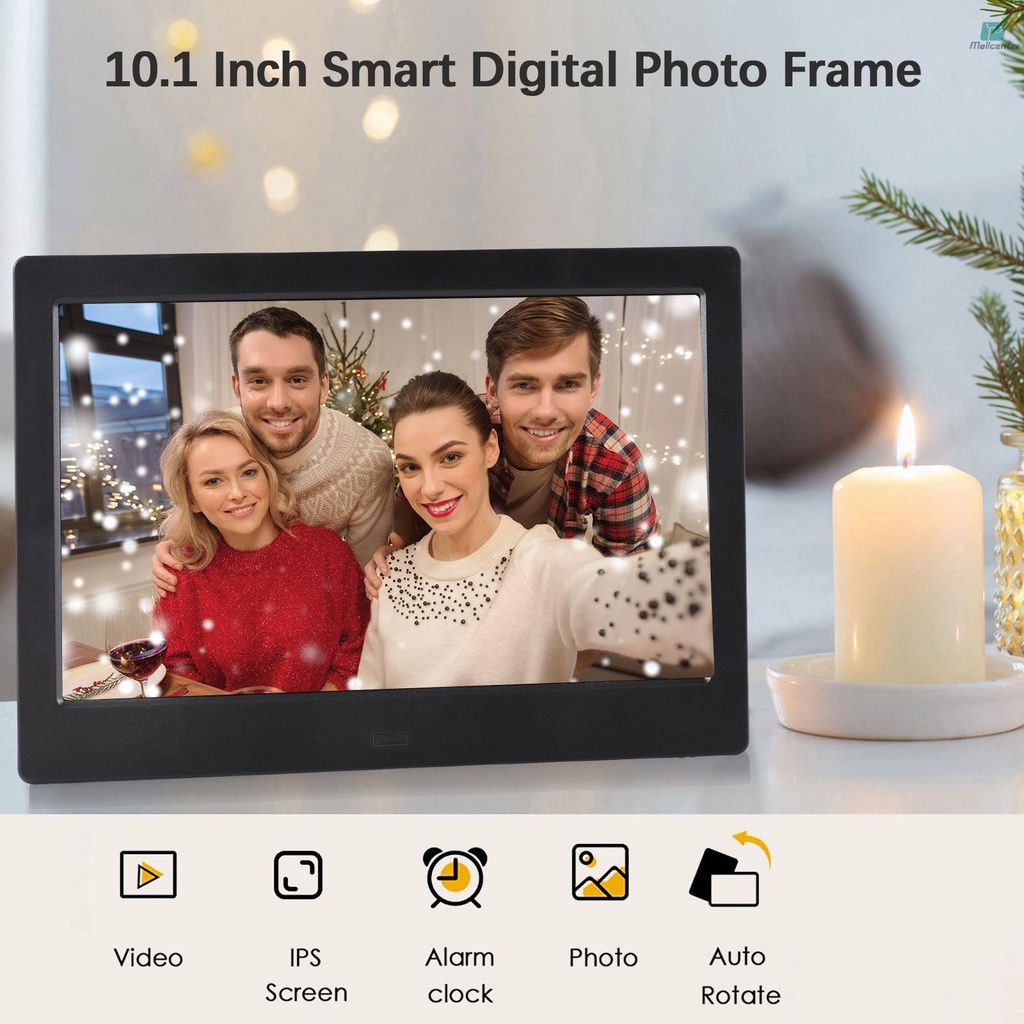 Andoer 10.1 Inch Digital Photo Frame Desktop Electronic Album IPS Screen Photo/ Video/ Music/ Clock/ Calendar Functions with Backside Stand Remote Control