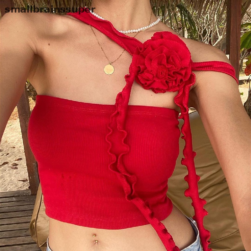 Áo Hai Dây Dệt Kim Màu Trơn Họa Tiết Hoa Thời Trang Mùa Hè Quyến Rũ Cho Nữ SBS