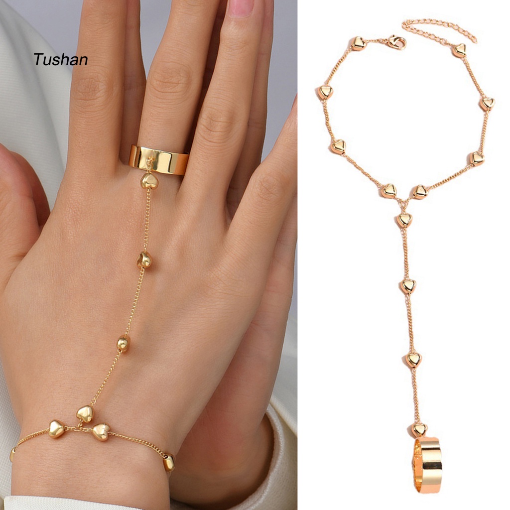 Bộ Trang Sức Nhẫn / Vòng Tay / Nhẫn Bằng Hợp Kim Màu Trơn Hình Trái Tim Cho Nữ