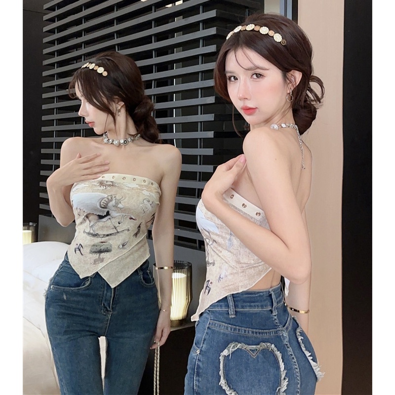 Áo Ống Mỏng In Họa Tiết Thời Trang Dành Cho Nữ