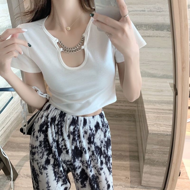 Áo Thun Tay Ngắn Dáng Ôm Thời Trang Mùa Hè Quyến Rũ Cho Nữ