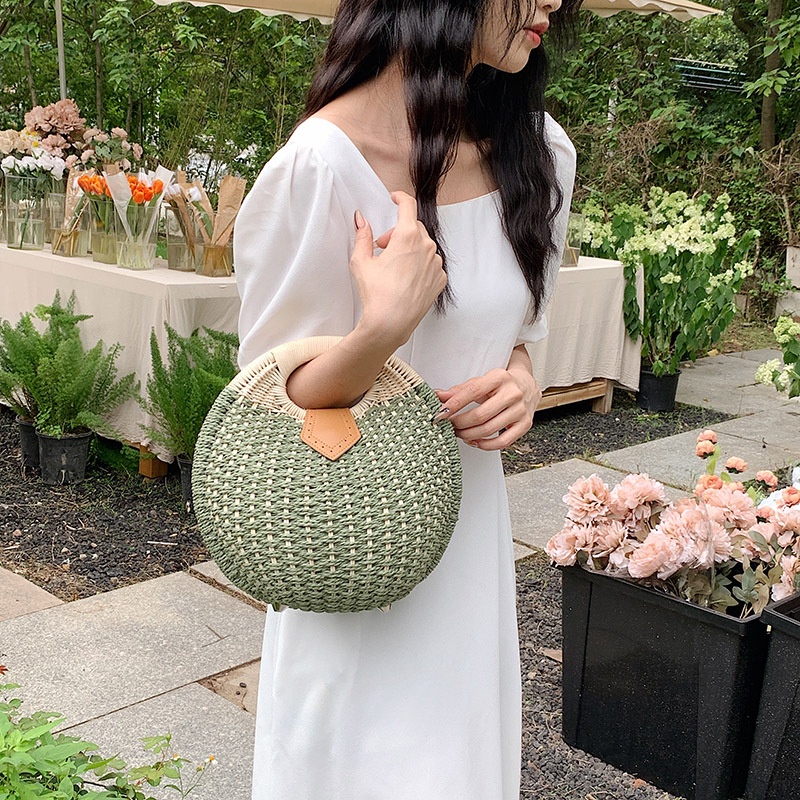 Túi Xách Đan Lát Kiểu Dáng Dễ Thương Phong Cách Hàn Quốc Cho Nữ
