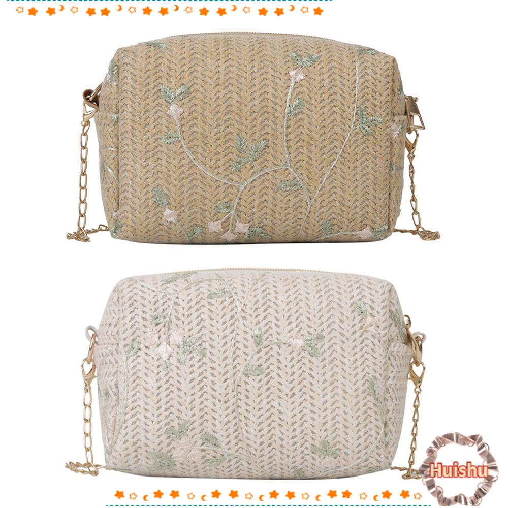 Túi Cói Đeo Chéo Phối Dây Xích Thời Trang Trẻ Trung