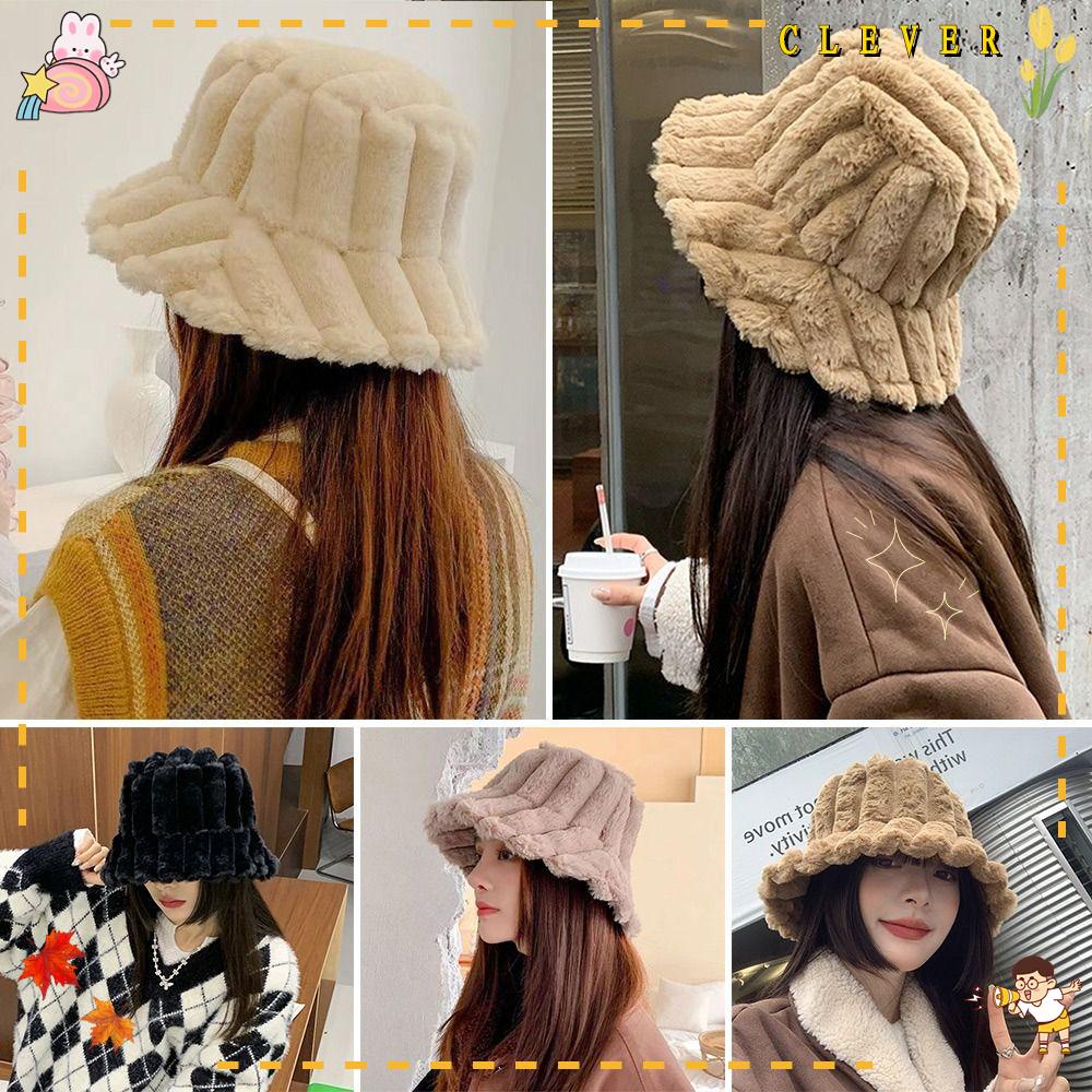 Mũ Bucket Panama Mềm Mại Ấm Áp Thời Trang Mùa Đông