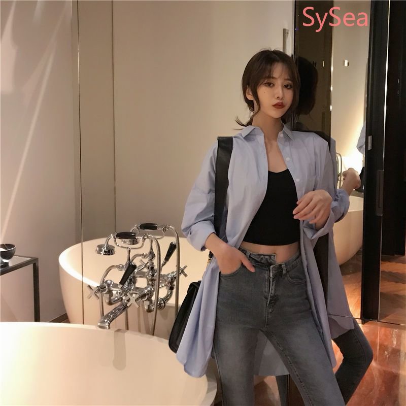 Áo Sơ Mi Tay Dài Dáng Rộng Thời Trang Hàn Quốc Cho Nữ