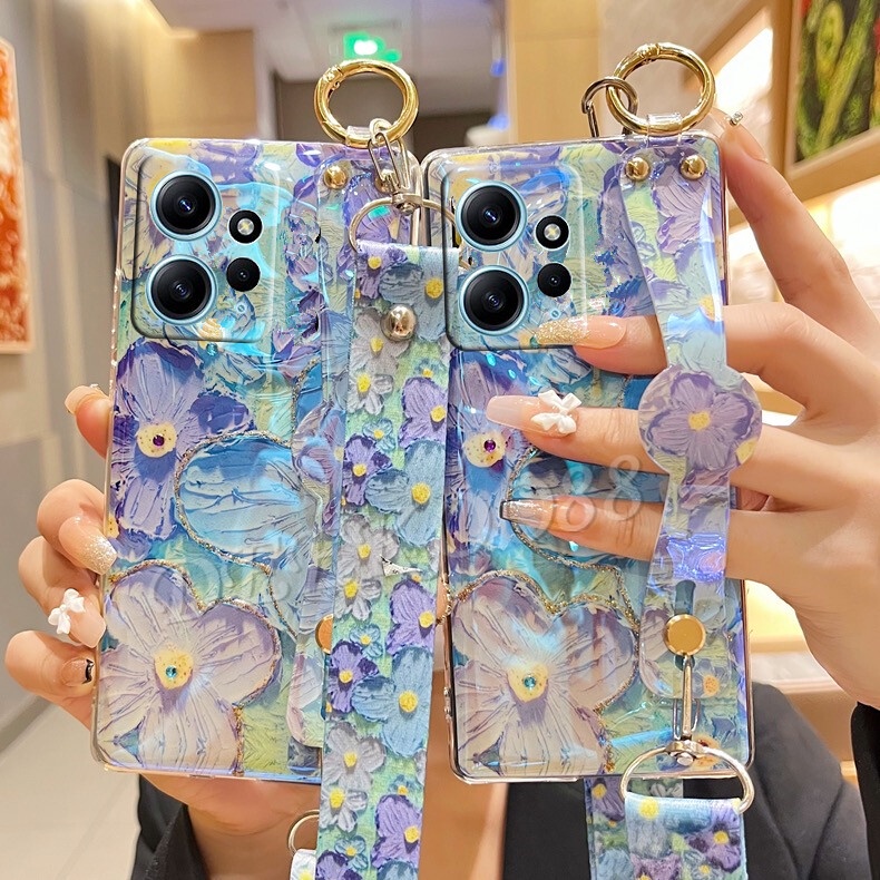 Ốp Điện Thoại Mềm Hình Hoa Có Dây Đeo Cho Xiaomi Redmi Note 12S 12 11 11S Pro + Pro Plus 12C 5G 4G Note12 12Pro